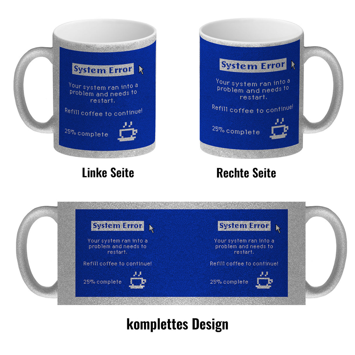 Bluescreen Kaffeebecher mit Fehlermeldung für Nerds