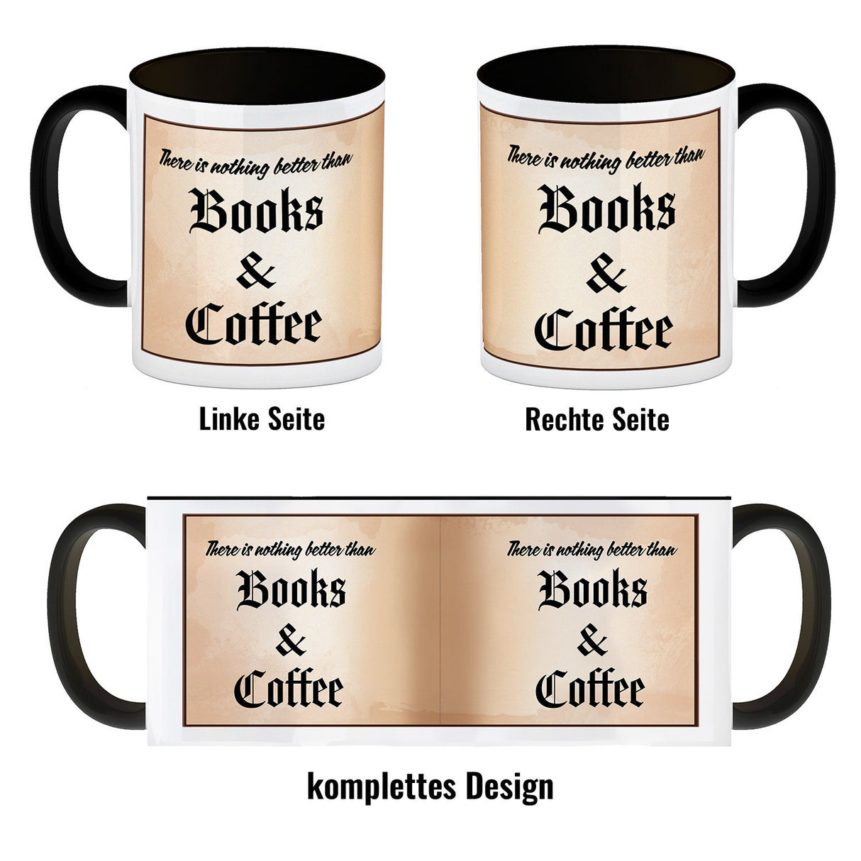 Büchernarr Kaffeebecher im Buchdesign mit Spruch