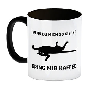 Bring mir Kaffee Kaffeetasse mit lustiger Katze