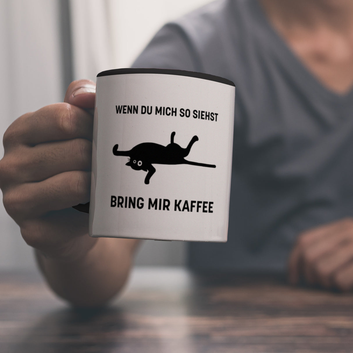 Bring mir Kaffee Kaffeetasse mit lustiger Katze