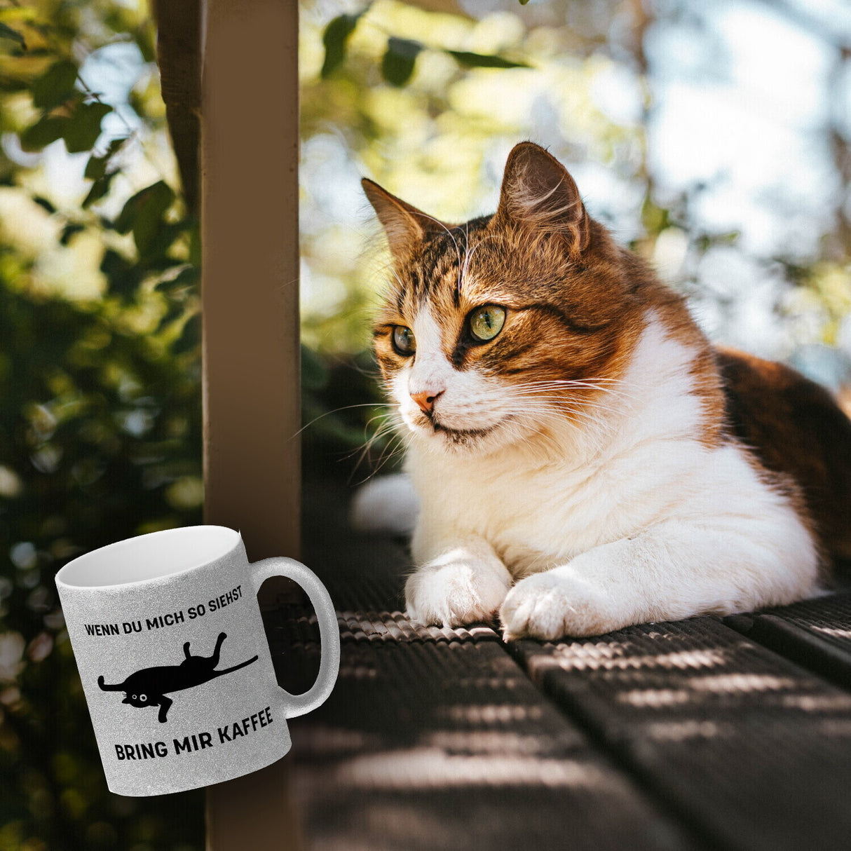 Bring mir Kaffee Kaffeetasse mit lustiger Katze