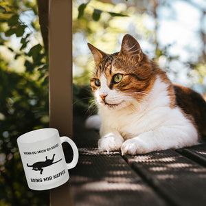 Bring mir Kaffee Kaffeetasse mit lustiger Katze