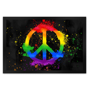Regenbogen Fußmatte mit Peace-Zeichen