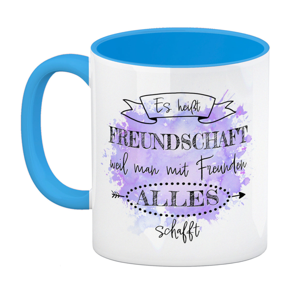 Freundschaft Kaffeebecher in violett mit tollem Spruch