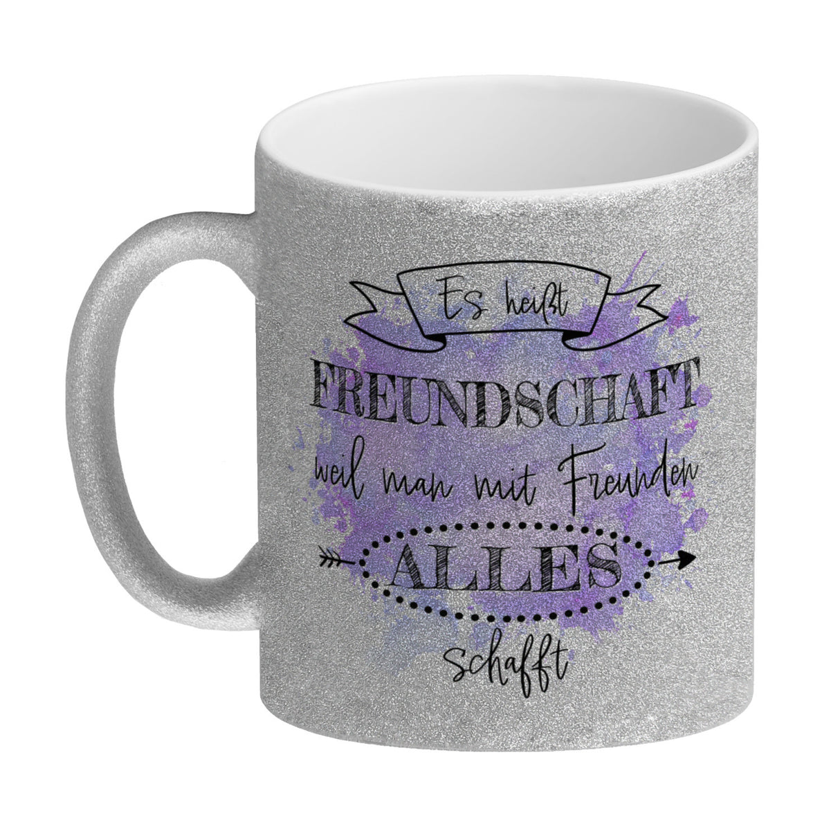 Freundschaft Kaffeebecher in violett mit tollem Spruch