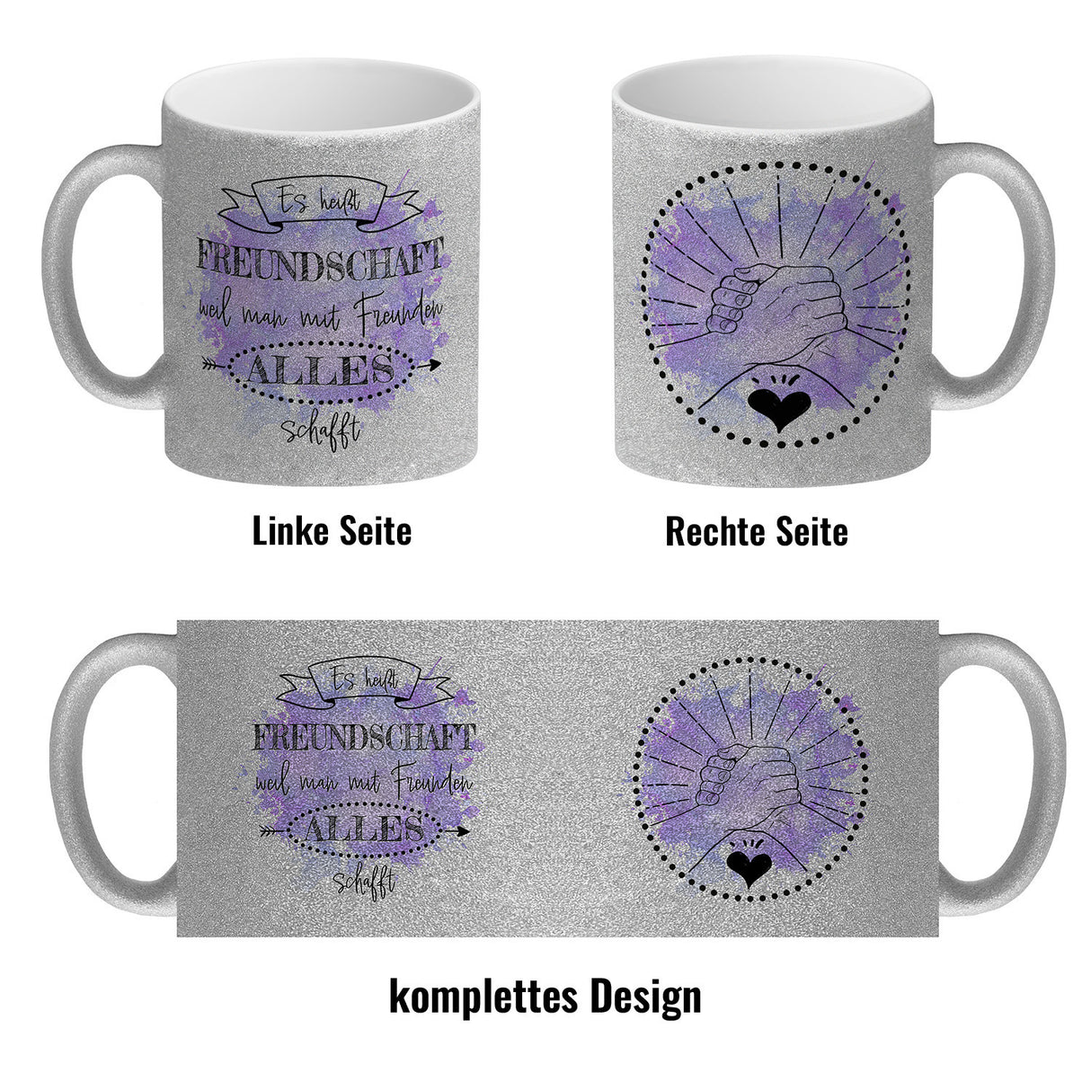 Freundschaft Kaffeebecher in violett mit tollem Spruch