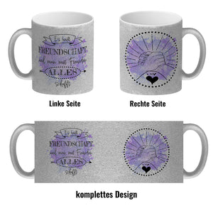 Freundschaft Kaffeebecher in violett mit tollem Spruch