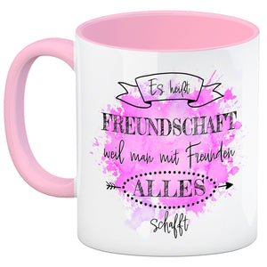 Freundschaft Kaffeebecher in violett mit tollem Spruch