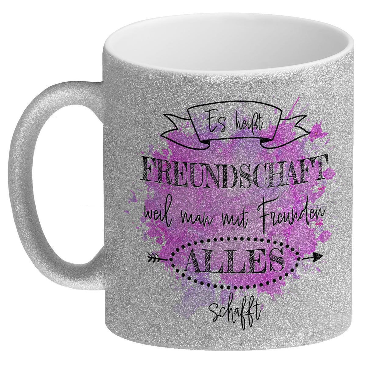 Freundschaft Kaffeebecher in violett mit tollem Spruch