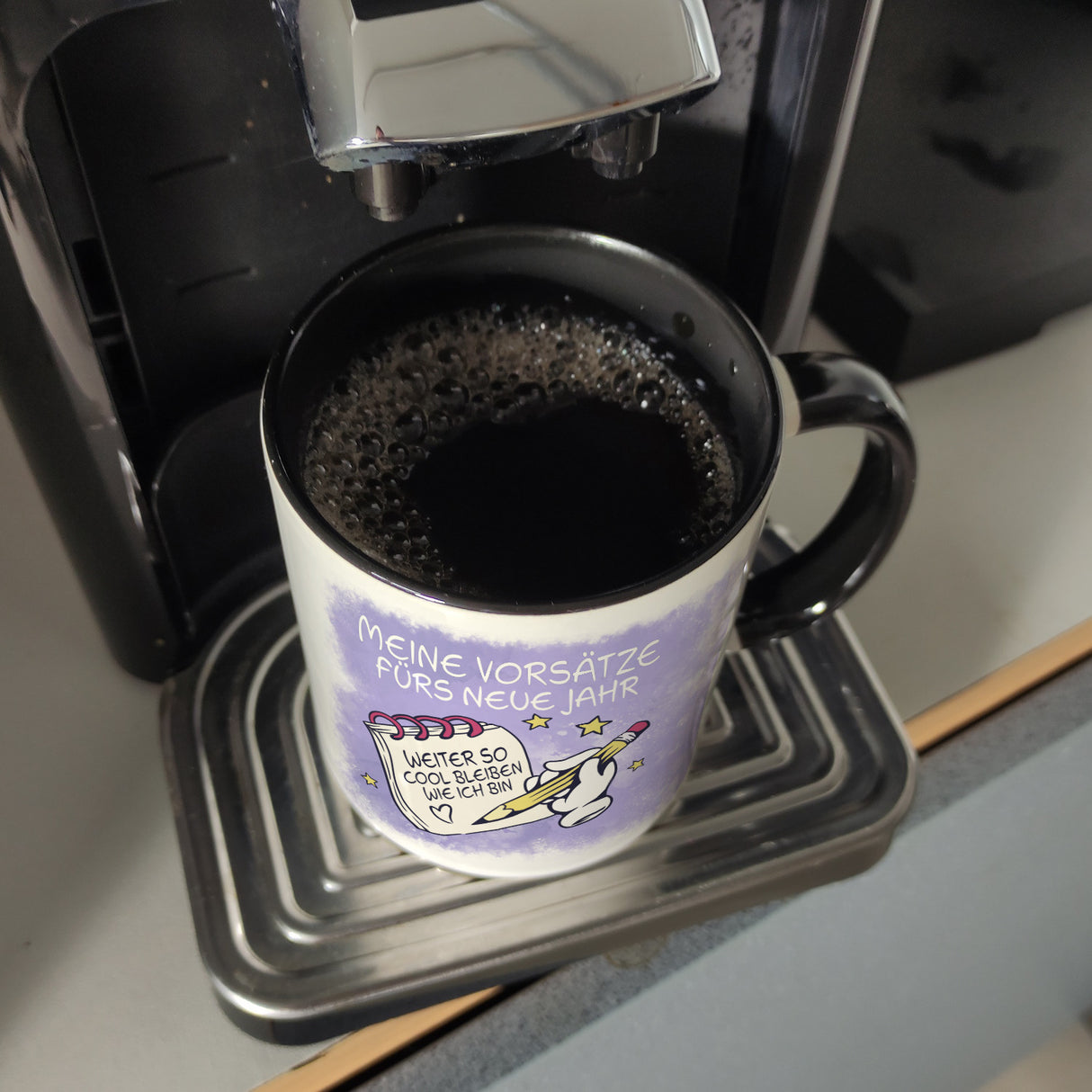 Vorsätze fürs neue Jahr Kaffeebecher mit ironischem Spruch