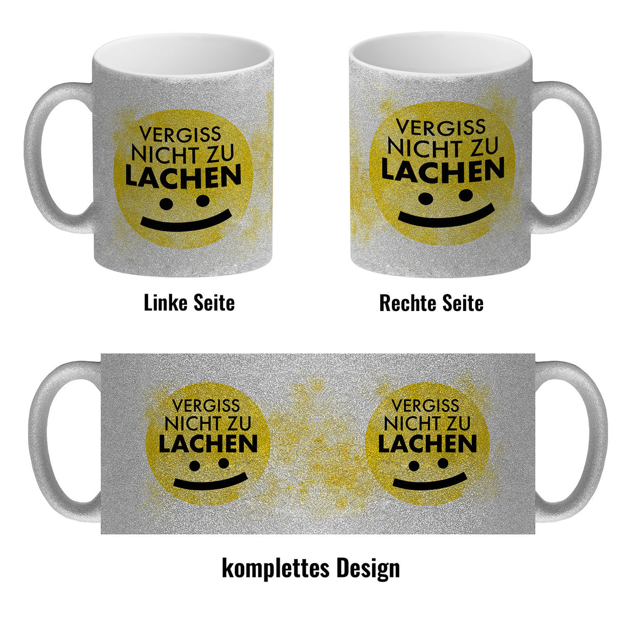 Vergiss nicht zu lachen Kaffeebecher gelbem Gesicht