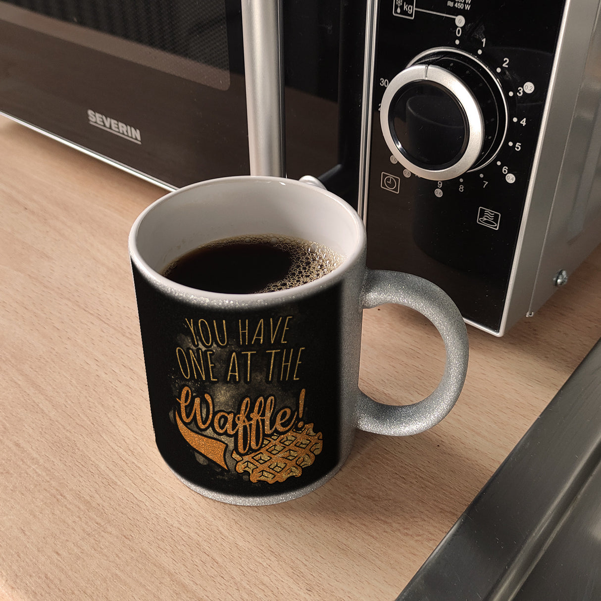 You have one at the waffle Kaffeebecher in Denglisch