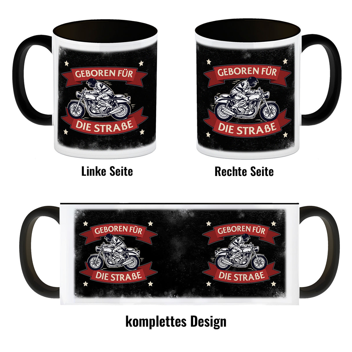 Geboren für die Straße Kaffeebecher mit coolem Biker Motiv