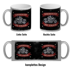 Geboren für die Straße Kaffeebecher mit coolem Biker Motiv