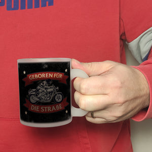 Geboren für die Straße Kaffeebecher mit coolem Biker Motiv