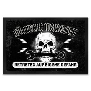 Höllische Werkstatt Fußmatte mit Totenkopf Motiv
