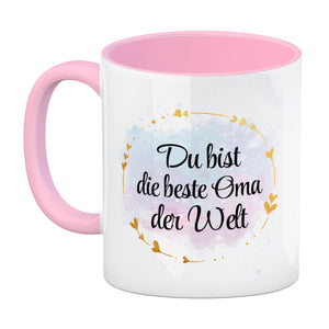 Du bist die beste Oma der Welt Kaffeebecher mit goldenen Verzierungen