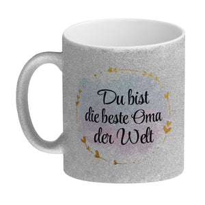 Du bist die beste Oma der Welt Kaffeebecher mit goldenen Verzierungen