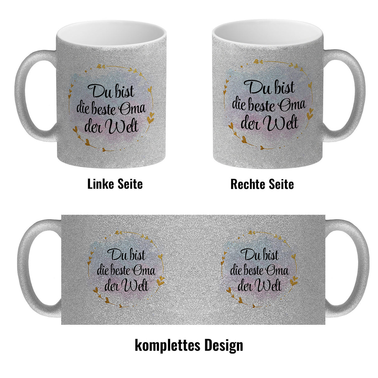 Du bist die beste Oma der Welt Kaffeebecher mit goldenen Verzierungen