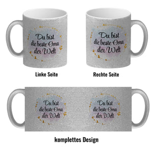 Du bist die beste Oma der Welt Kaffeebecher mit goldenen Verzierungen