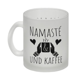 Namasté und Kaffee Kaffeebecher mit entspannendem Motiv