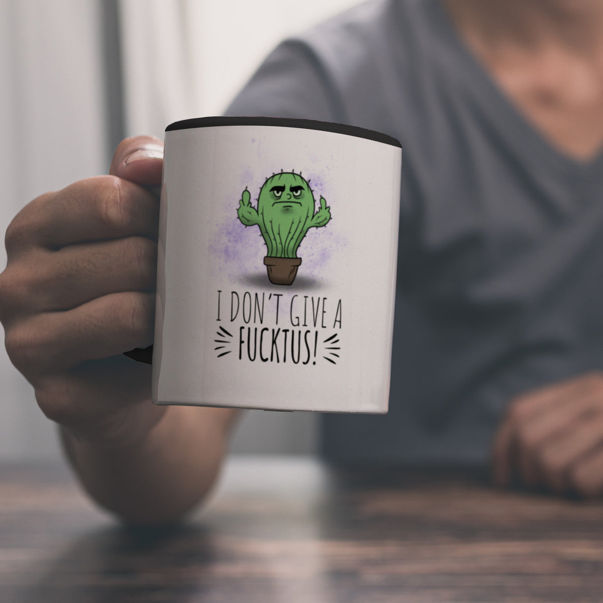 I don't give a Fucktus Kaffeebecher mit genervtem Kaktus