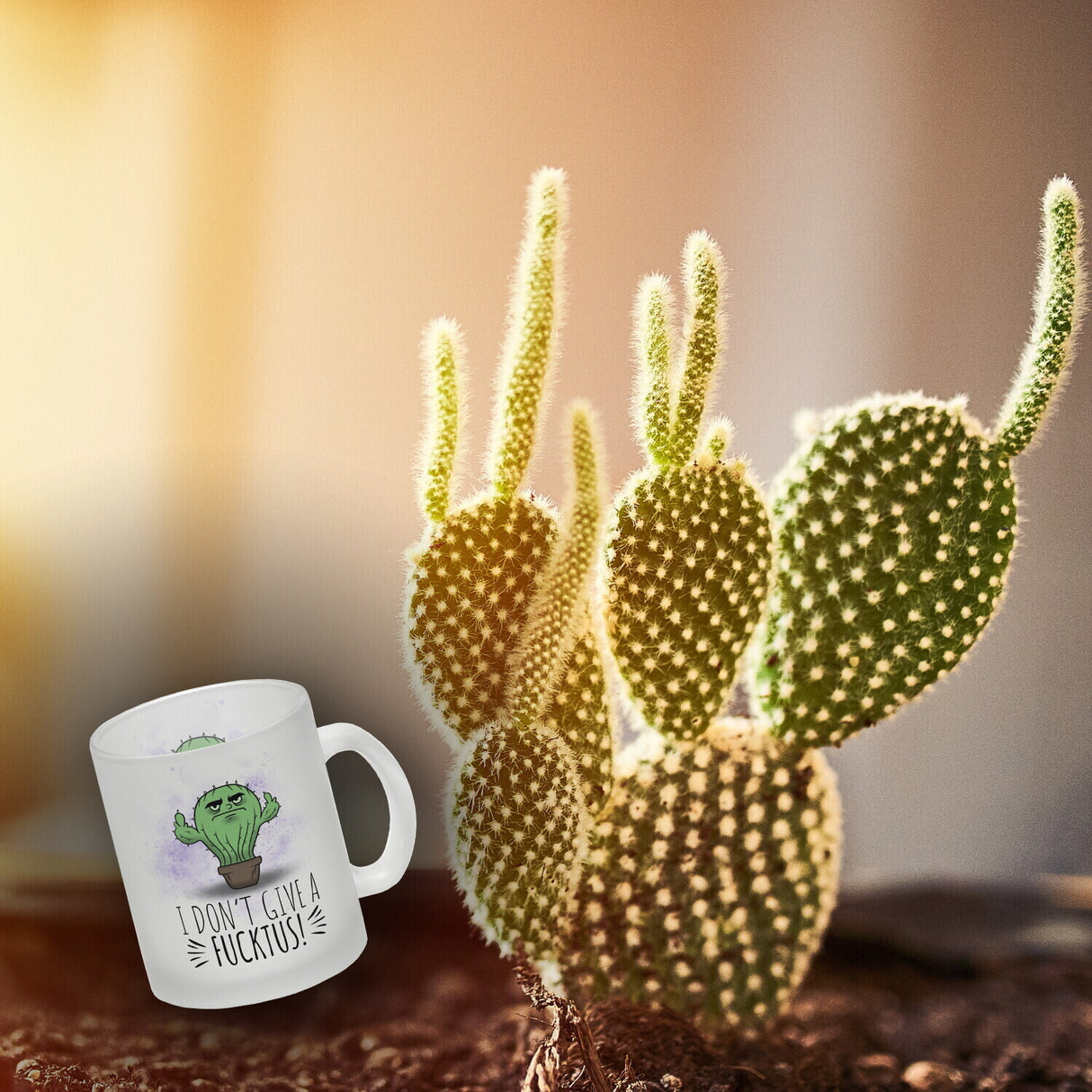 I don't give a Fucktus Kaffeebecher mit genervtem Kaktus