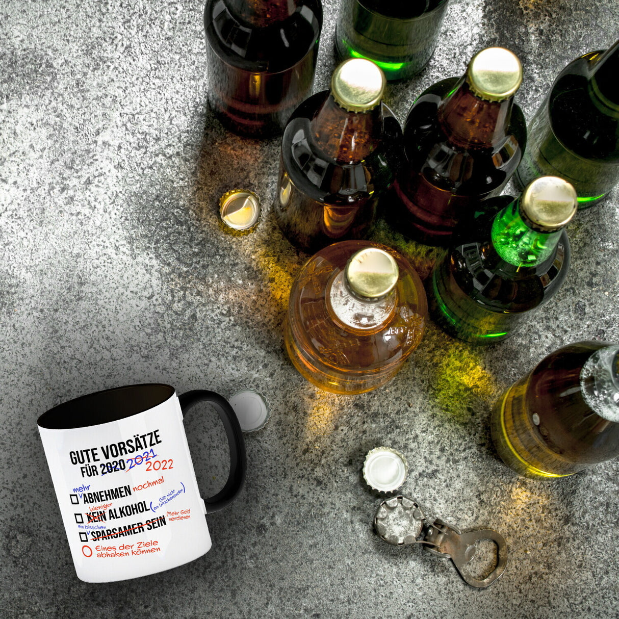 Gute Vorsätze für 2022 Kaffeebecher mit lustigem Spruch