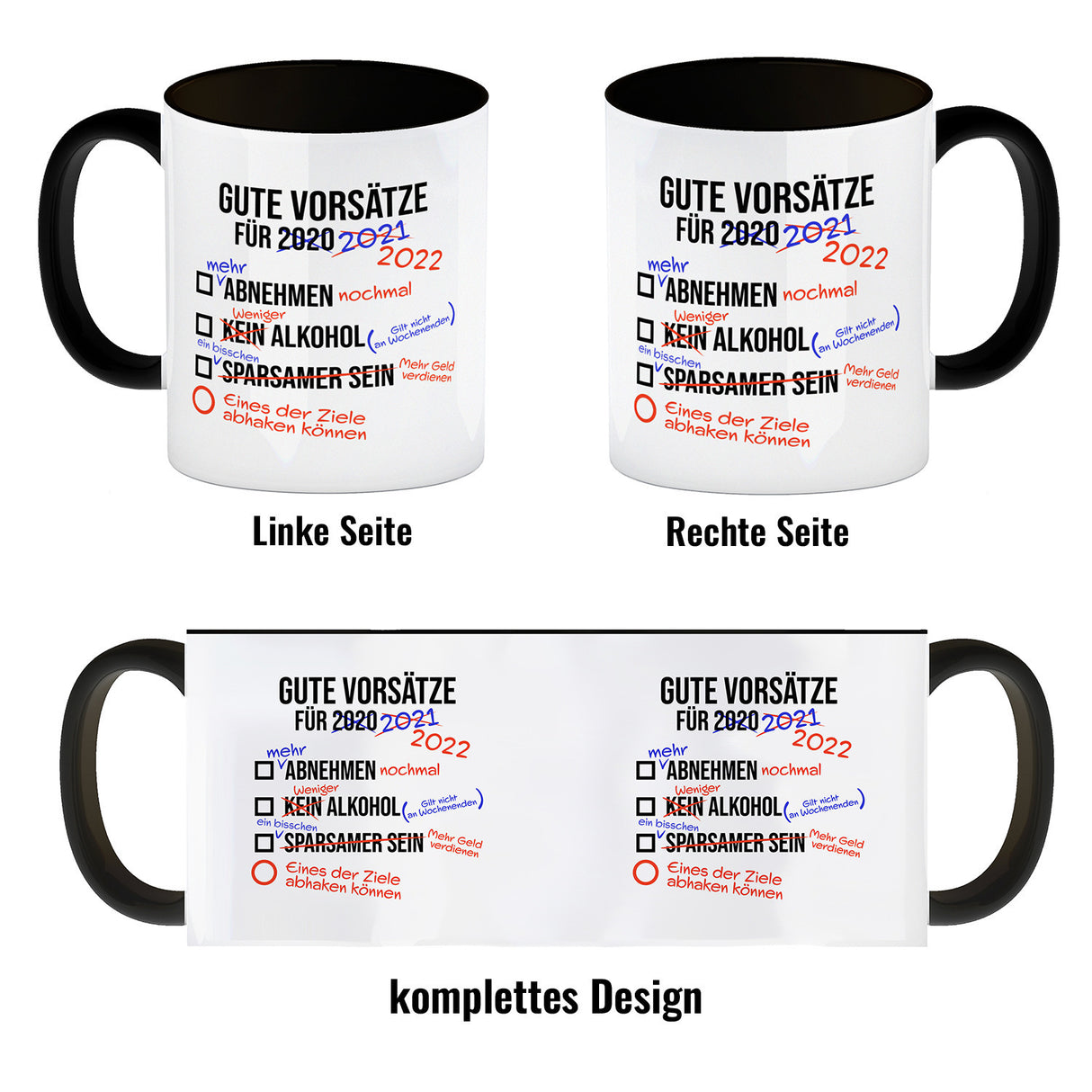 Gute Vorsätze für 2022 Kaffeebecher mit lustigem Spruch