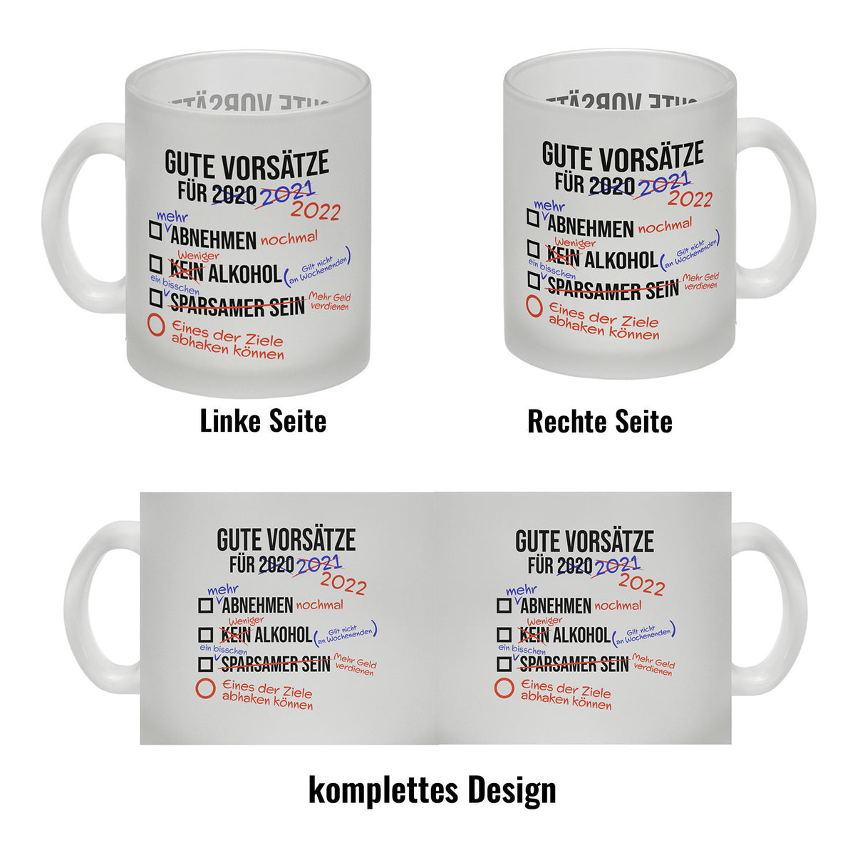 Gute Vorsätze für 2022 Kaffeebecher mit lustigem Spruch
