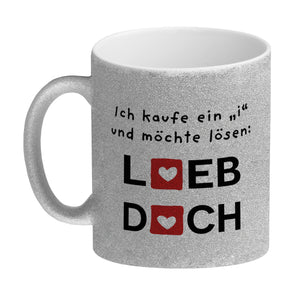 Lieb dich Kaffeebecher mit lustigem Spruch und Herzen