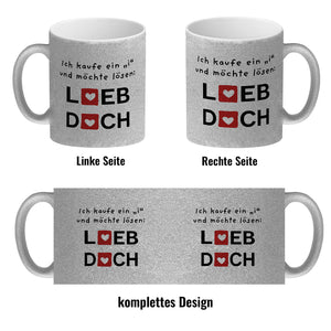Lieb dich Kaffeebecher mit lustigem Spruch und Herzen