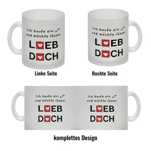 Lieb dich Kaffeebecher mit lustigem Spruch und Herzen