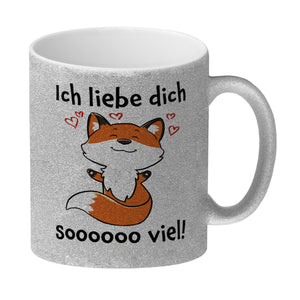 Ich liebe dich soooooo viel Kaffeebecher mit niedlichem Fuchs