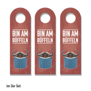 Bin am büffeln oder komm rein Türhänger mit coolem Büffel