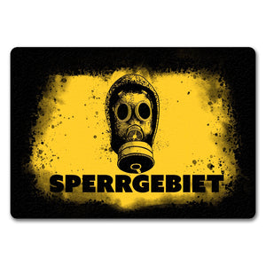 Sperrgebiet Fußmatte mit Gasmaskenmotiv