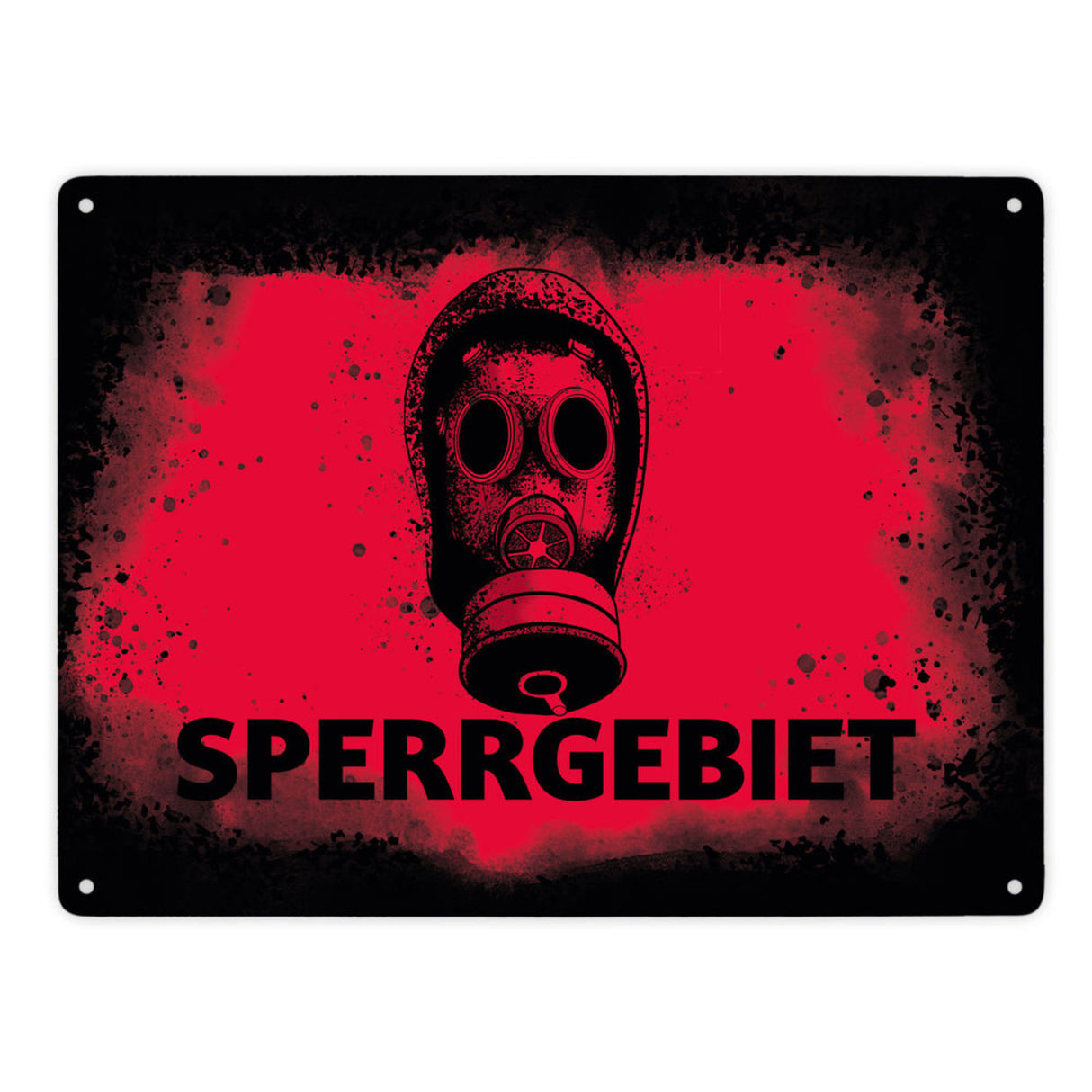 Sperrgebiet Metallschild mit Gasmaskenmotiv