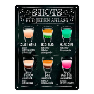 Shot Rezepte Metallschild