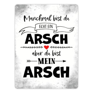 Manchmal bist du echt ein Arsch Metallschild zum Valentinstag