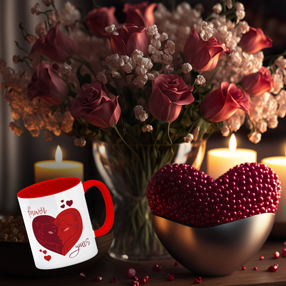 Forever yours Kaffeebecher mit küssendem Paar