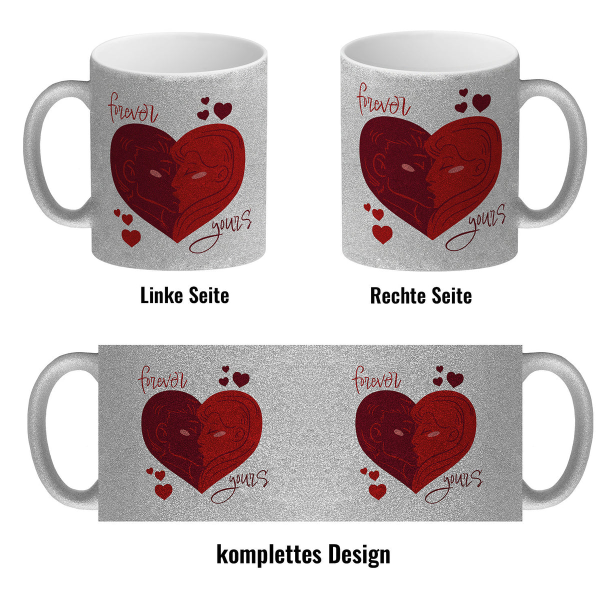 Forever yours Kaffeebecher mit küssendem Paar