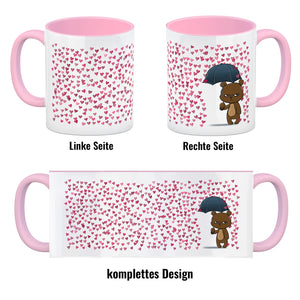 Grummeliges Bärchen im Herz-Regen Kaffeebecher
