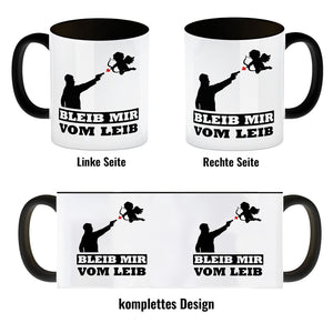 Bleib mir vom Leib Kaffeebecher mit Amor Motiv