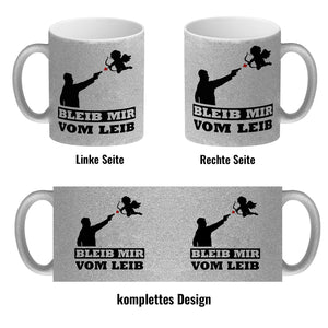 Bleib mir vom Leib Kaffeebecher mit Amor Motiv