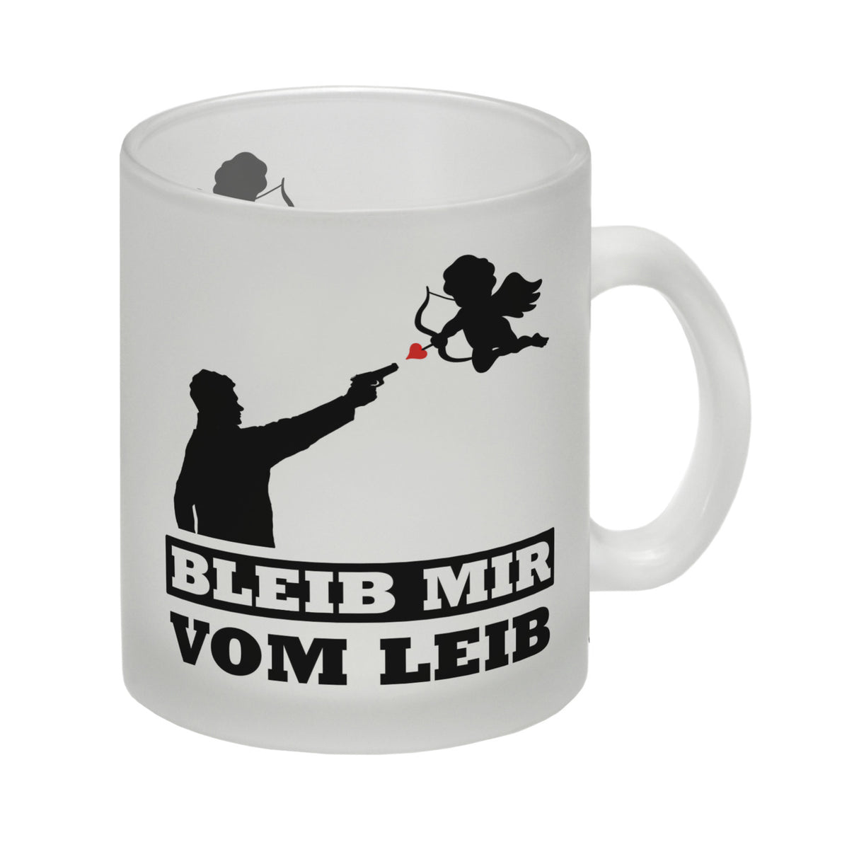 Bleib mir vom Leib Kaffeebecher mit Amor Motiv