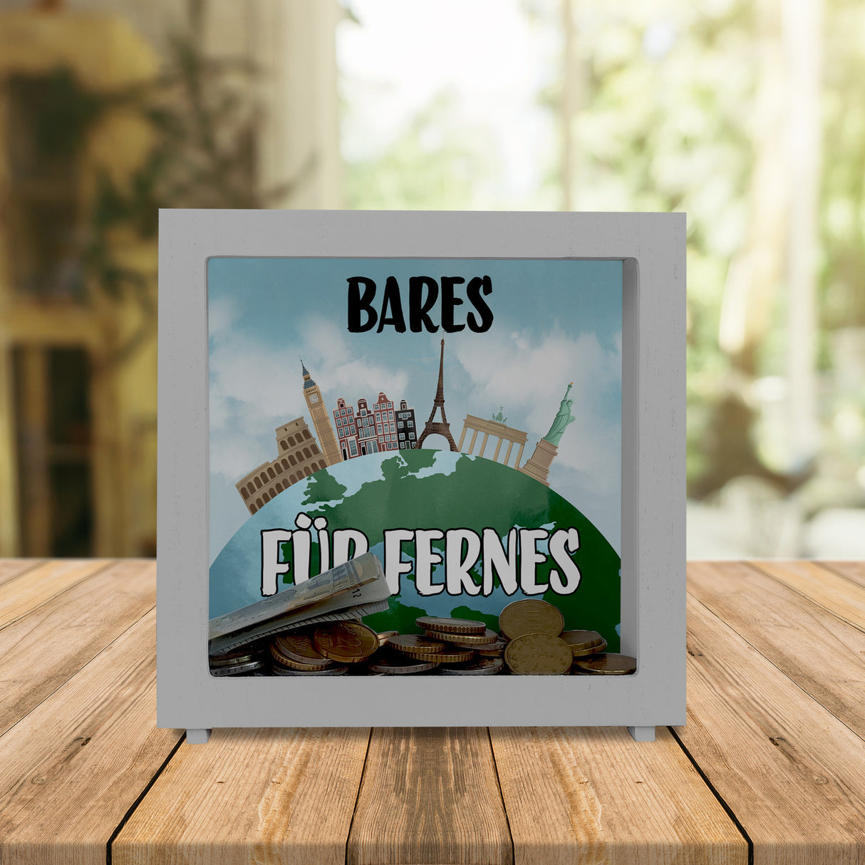 Bares für Fernes Spardose mit Reisemotiv und Sehenswürdigkeiten