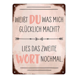 Du machst mich glücklich Metallschild mit Spruch zum Valentinstag