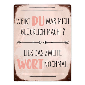 Du machst mich glücklich Metallschild mit Spruch zum Valentinstag