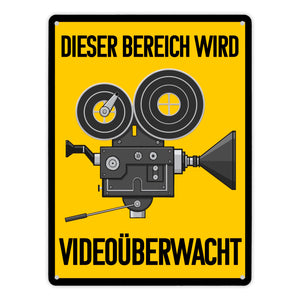 Dieser Bereich wird videoüberwacht Metallschild mit Filmkamera