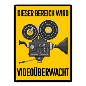 Dieser Bereich wird videoüberwacht Metallschild mit Filmkamera